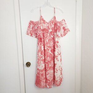 Loft Maternity Pink Floral Toile Off-Shoulder Dress
